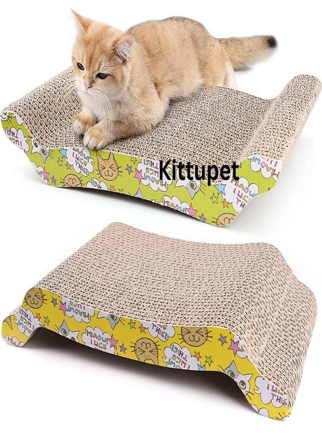 KittuPet cat Scratch pad Reversible cat Scratcher Cardboard cat scratchers for Indoor Cats Sleep Play and Grind Claws Size 38x19x5cm - Image 1